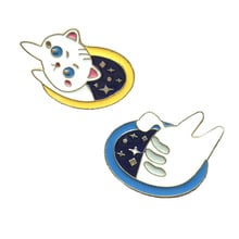 Time and Space Door Cat Metal Enamel Brooch Creative Fashion Cat Head Tail Separate Badge Pin Cute Trendy Costume Jewelry Gift 2024 - buy cheap