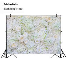 Mehofoto flor parede foto fundo do casamento decoração para o chuveiro da noiva display parede flores brancas pano de fundo vídeo personalizado 236 2024 - compre barato