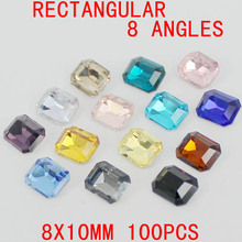 Pedras de cristal retangulares em forma de cristal, pedras de vidro, pedras de cristal de luxo, muitas cores para escolher, 8x10mm com 100 peças 2024 - compre barato