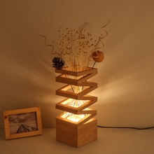 LukLoy-MESA DE MADERA creativa con flores secas, luz cálida y romántica para dormitorio, junto al estudio, sala de estar, luz sencilla 2024 - compra barato