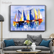 Embellecedor de barco en el mar, póster de pared de paisaje marino, decoración moderna del hogar, sala de estar imágenes para, pintura en lienzo, 1 pieza 2024 - compra barato