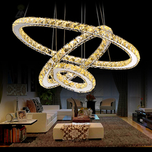 Anillo de diamante LED colgante de cristal, iluminación moderna, círculos, lámpara colgante, garantía del 100%, Lustres, luminaria, gran oferta 2024 - compra barato