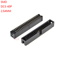 Conector de caixa idc macho, 5 peças smt 40 pinos 2.54mm passo, conector pcb de duas fileiras smd 2x20pin 20 40 p dc3 2024 - compre barato
