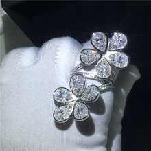 Женское Обручальное Кольцо Vecalon, кольцо в форме большого цветка из стерлингового серебра 925 пробы с каплями воды 5А с фианитом 2024 - купить недорого