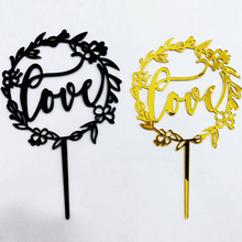 Garland Love Acrylic Cake Topper Gold Wedding Acrylic Cupake Topper For Valentine's Day Wedding Party Cake Decorations Supplies 2024 - buy cheap