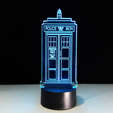 Lâmpada de led em acrílico com mudança de cores, 1 peça, 7 cores, caixa de polícia, 3d, tardis, luzes, luz de mesa, colorida