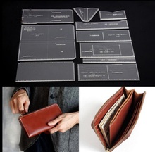 Modelo de carteira de couro acrílico durável, faça você mesmo, couro, carteira de zíper longo, estêncil, padrão de costura 20*10cm lc0022 2024 - compre barato