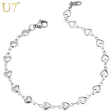 U7 Romantic Gift Heart Bracelet For Women High Quality 316L Stainless steel Fashion Jewelry Wholesale Chain & Link Bracelet H492 2024 - buy cheap