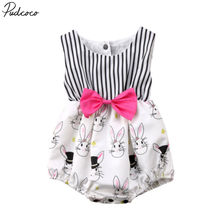 Newborn Baby Romper Girls Cartoon Bunny Bowknot Jumpsuit Playsuit Easter Costume Outfit Clothes 0-24 Months 2024 - buy cheap