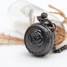 2018 New Vintage Pocket Watch Necklace Chain Pendant Black Antique Steampunk Mens Women Quartz Pocket Watches Relogio De Bolso 2024 - buy cheap