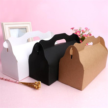 10Pcs/Lot Kraft Paper Cake Box Brown Cup Cake Boxes With Handle Wedding Paper Cardboard Cake Box White Party Birthday 2024 - buy cheap