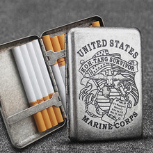 Old Sliver Color Pure Brass Marines Corps 16 Cigarette Case Copper Cigarette Boxes With Gift Boxes 2024 - buy cheap