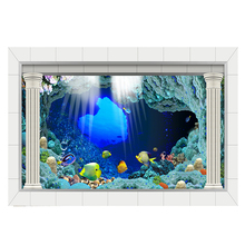 PVC Waterproof Single Side Ocean Natural Landscape Fish Bowl Sticker Aquarium Background Poster Wall Picture Home Decoration 2024 - buy cheap