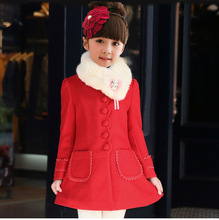 teen girls Outerwear  Coats  red and pink princess wool trench 4 10 12 ages casual winter clothing children girl Bow jacket 2024 - buy cheap