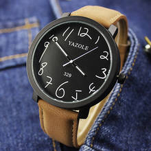 Новые часы yazole мужские дешевые часы коричневые кожаные Аналоговые кварцевые наручные часы Мужские часы relojes hombre montre femme 2020 2024 - купить недорого