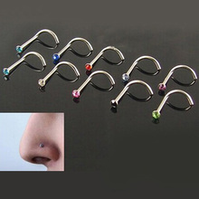 8pcs/lot Mix Colors Nose Studs Screw Ring Bone Bar Pin Piercing Jewelry Nose Piercing Jewelry Indian Nose Ring P 2024 - buy cheap