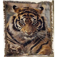 El rey de la selva tigre siberiano tapiz de hilo de algodón alfombra sofá toalla cobija Casual Año Nuevo Retro Decoración de la pared 2024 - compra barato