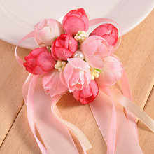 Flores artificiales de seda hechas a mano, para muñeca, dama de honor, hermanas, decoración de fiesta de boda, 8 colores, lote de 5 uds. 2024 - compra barato