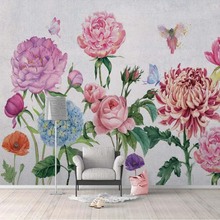 Papel tapiz de flor rosa de acuarela 3D, Mural de pared, sala de estar murales para, dormitorio, impresión HD, pared de fotos, rollos de papel Floral 2024 - compra barato