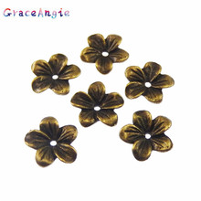 GraceAngie 60PCS Atq Bronze Alloy Flower Beads Cap Finding 13*13*2MM 04164 Handmade Fashion Jewelry 2024 - buy cheap