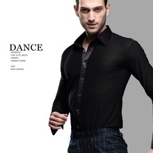 Preto Dança Latin Camisas Masculino Camisa dos homens Jaqueta de Mangas Compridas Dança de Salão Salsa Chacha Índia Roupas de Dança Paso B-5999 2024 - compre barato