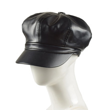 2019 Wholesale Beret Cap Women Fashion Casual PU Leather Beret Hat For Women Autumn Winter Retro Beanie Caps Hot Sale 2024 - buy cheap