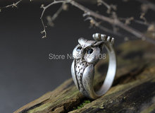 Lucky Owl Ring Women's Girl's Retro Burnished Animal Bird Ring  Adjustable Free Size  Ring Black Crystal 2024 - buy cheap