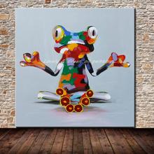 Mintura Hand Painted Modern Abstract Knife Frog Animals Oil Paintings On Canvas Pop Art  Wall Picture For Living Room Home Decor 2024 - buy cheap