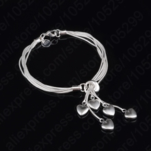 Classic 925 Sterling Silver Heart Shape Bracelets Women  Charm Line Bracelets Bangles Jewelry Gift 2024 - buy cheap