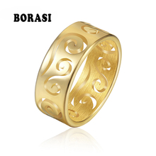 BORASI-anillo de acero inoxidable con forma de goteo para mujer, sortija a la moda, 316L, anillo de Color dorado, regalo de anillo de compromiso, joyería 2024 - compra barato