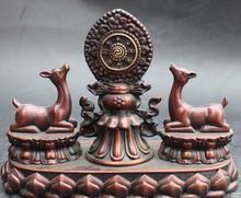 9" Chinese Fengshui Bronze Gilt Auspicious Symbol 2 Lovely Cute Deer Statue 2024 - buy cheap