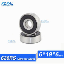 [CM626RS]Free Shipping 10pcs ABEC-5 Gcr15 chrome steel rubber cover 626RS 60026 80026 626-2RS ball bearing 6*19*6mm 2024 - buy cheap