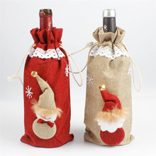 Рождественские Чехлы для бутылок красного вина, подарочные сумки для шампанского, рождественские вечерние украшения для дома, украшения стола, держатель для снеговика 2024 - купить недорого