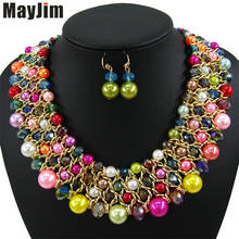 Statement necklace 2018 fashion jewelry sets Handmade bead chain big Pearl dubai jewelry sets Vintage beads Bijoux Accessories 2024 - buy cheap