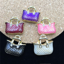 50pcs Fashion Women Handbag Oil Drop Jewelry Charms Gold Tone Alloy DIY Phone Chain keyring Bracelet Necklace Floating Charm 2024 - buy cheap