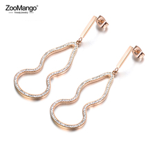 Pendientes bohemios de acero inoxidable ZooMango en forma de calabaza negro/blanco con cristales incrustados, regalo de joyería para mujer y Niña ZE18084 2024 - compra barato