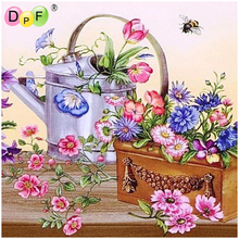 Dpf faça você mesmo regador flor 5d quadrado pintura de diamante ponto cruz artesanato bordado de parede pintura de decoração de casa mosaico 2024 - compre barato