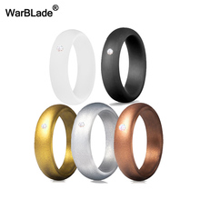 WarBLade New 10pcs 5.7mm Silicone Ring With Rhinestone Hypoallergenic Crossfit Flexible Silicone Finger Rings For Women Wedding 2024 - buy cheap