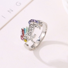 Fashion Cartoon Cute Unicorn Ring Adjustable Alloy Crystal Finger Ring Jewelry For Women Wholesale Gift Adjustable 2024 - buy cheap
