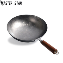 Традиционная старинная железная вок ручной работы Master Star 32/34 см, неприлипающая газовая плита без покрытия, кухонная утварь 2024 - купить недорого
