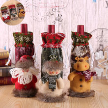 Marca nueva Feliz Navidad Santa Claus Snowmen alce botella de vino cubierta encantadora Navidad cena mesas Decoración 2024 - compra barato