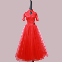 Vestidos da competição de dança de salão vermelho fringe ballroom padrão vestido mulher vestidos para dança de salão valsa vestido dancewear 2024 - compre barato