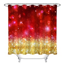 Bokeh cortinas de chuveiro impermeáveis, cortinas de banheiro luxuosas com glitter dourado brilhante vermelho para decoração de banheira 2024 - compre barato