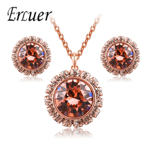 Jewelry Sets Fashion Austria Crystal Women Girl Bridal Classic Wedding Romantic Rose Gold Plating Earrings Necklace Set Jewelry 2024 - buy cheap