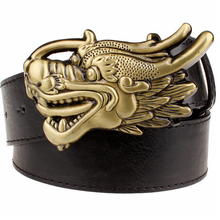 Cinturón de moda Punk para hombre, cinturón con hebilla de Metal, retro, sólido, con forma de cabeza de dragón, Vintage, hip hop, decorativo, de lujo 2023 - compra barato