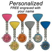 Personalized Custom FREE Name Engraved Clip Stainless Steel Case Back Luminescent Hands Triangle Fob Lapel Nurse Watch 2024 - buy cheap