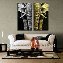 Hand Painted Two Piece Set Animal Pop Art Elephant Decorative Oil Painting Modern Abstract Canvas Wall Decoration Picture Art 2024 - buy cheap