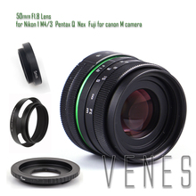 50mm f/1.8 APS-C Lens + Lens Hood + Macro Ring +16mm C Mount adapter for Nikon 1 / M4/3 /Pentax Q / Nex / Fuji/for canonM camera 2024 - buy cheap