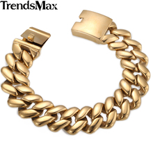 Trendsmax Men's Bracelets Hip Hop Gold Rhombic Curb Cuban Link Chain 316L Stainless Steel Bracelet For Male Jewelry 20mm KHB252 2024 - buy cheap