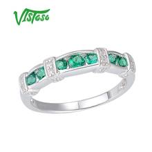 VISTOSO Round Green Spinel 925 Sterling Silver Rings For Women Wedding Anniversary Party Fine Jewelry Ring Sterling Silver Rings 2024 - buy cheap